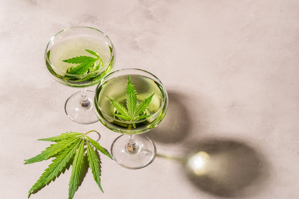 Hemp Leafs In Drinks